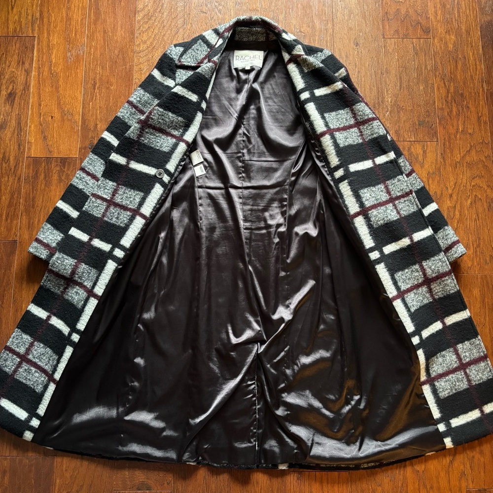 RACHEL Rachel Roy Black and White Plaid Pea Coat - Picture 6 of 15